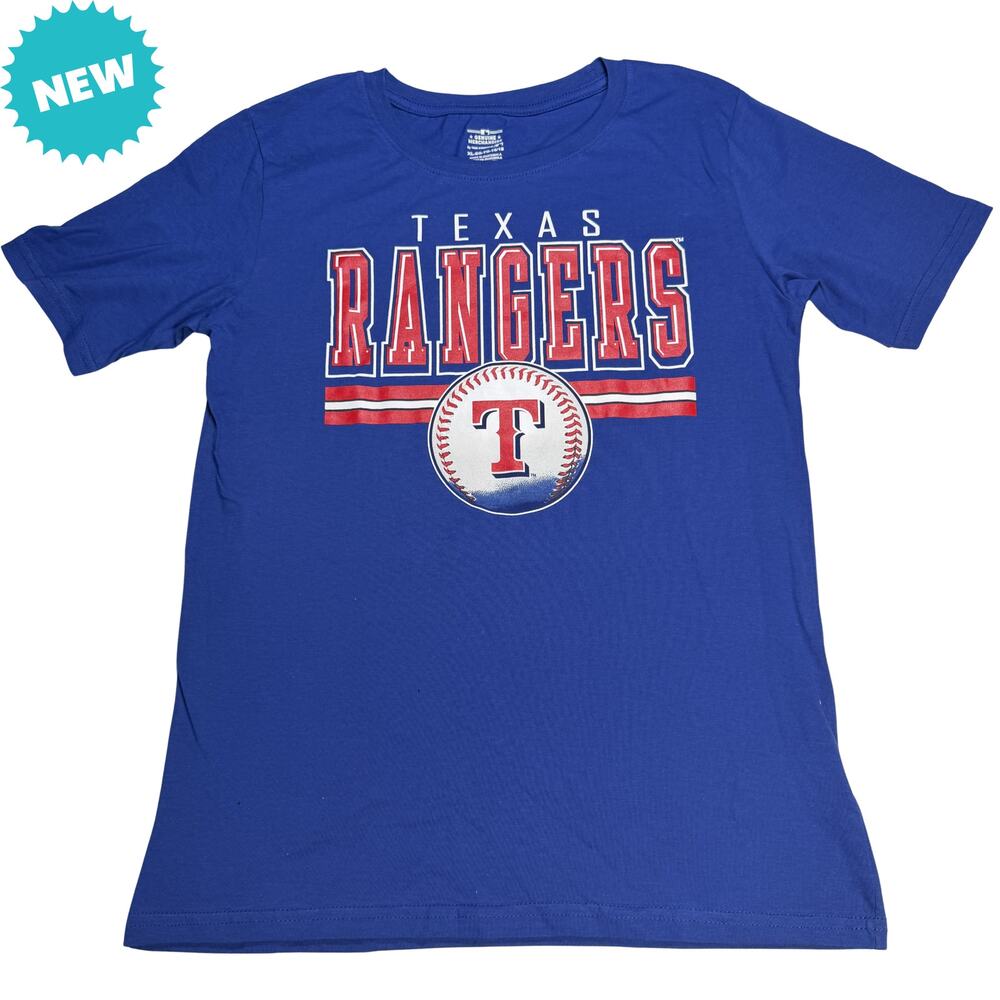 Texas Rangers Shirt Boys XL 16/18 Blue Short Sleeve MLB Genuine Merch NWT - Picture 2 of 7